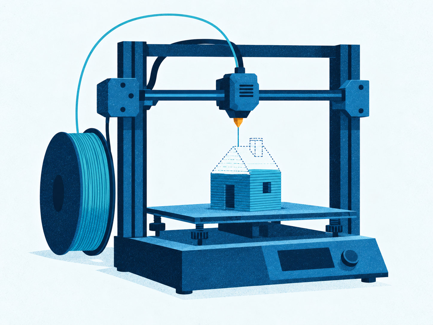 Drukarka 3D tworząca model domu